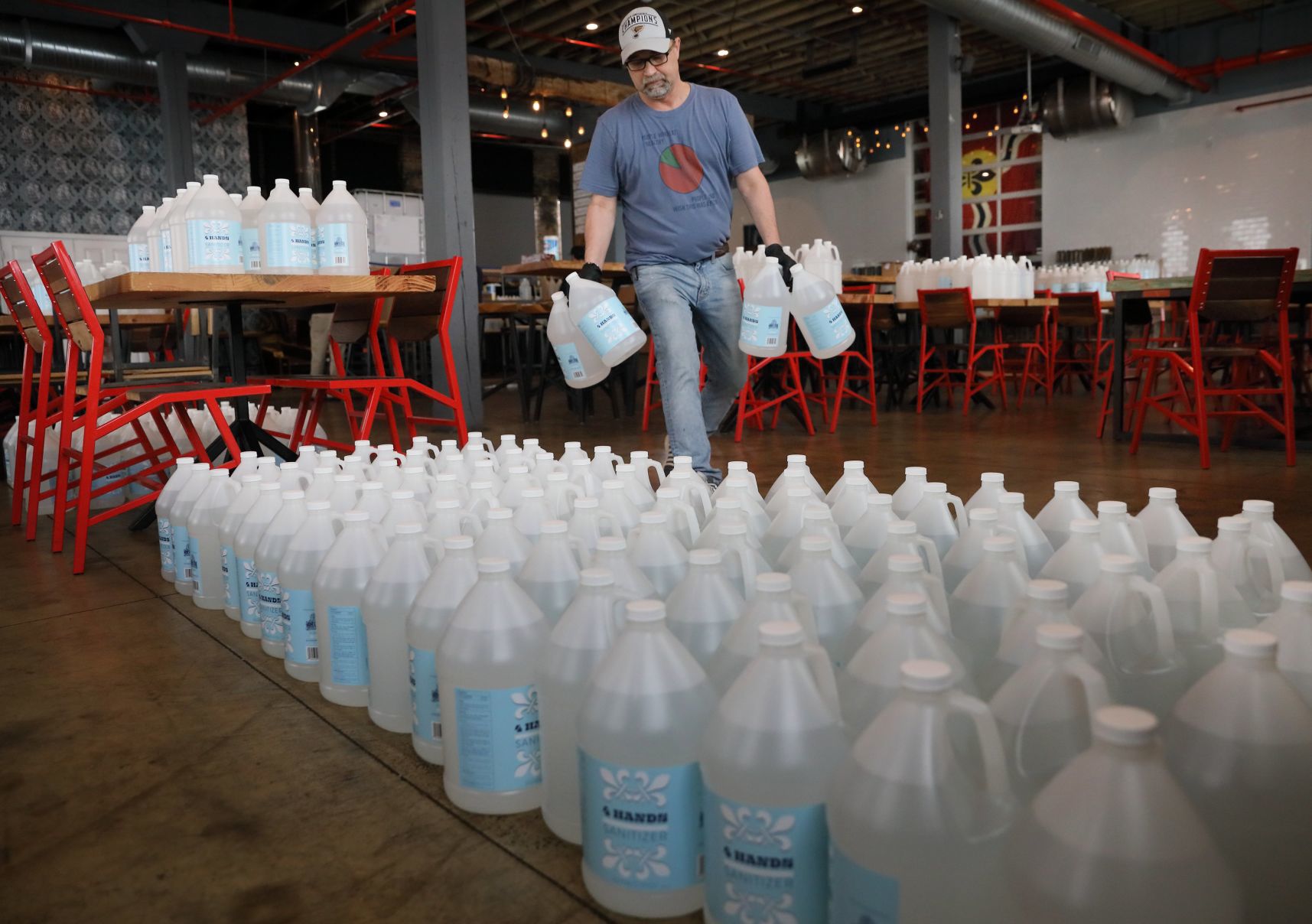 4 Hands Brewing packages hand sanitizer